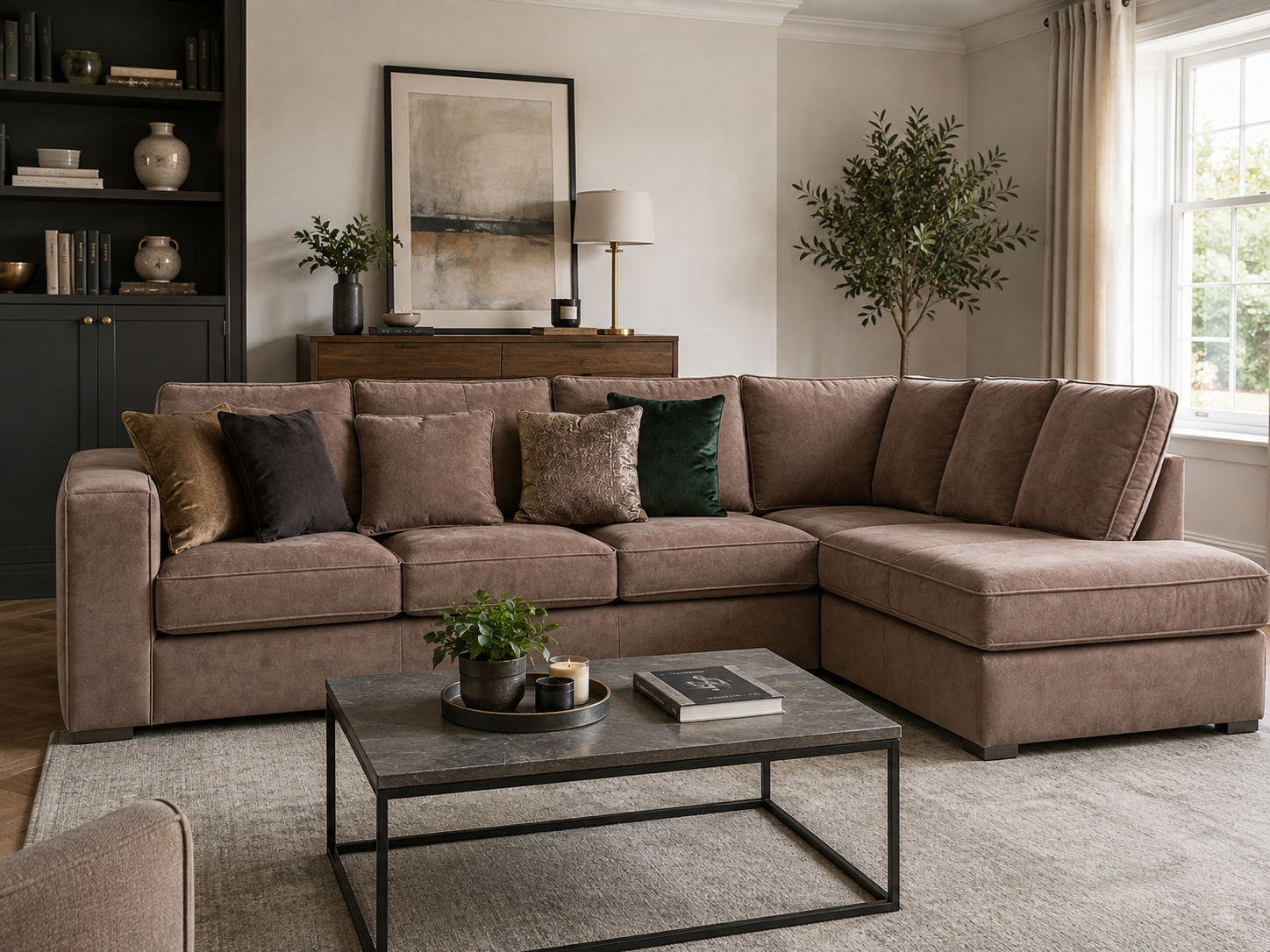 Alan Master Cinema corner sofa styled in a bright, naturally lit living room